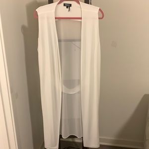 DKNY semi-sheer long coverup with belt in white size Large